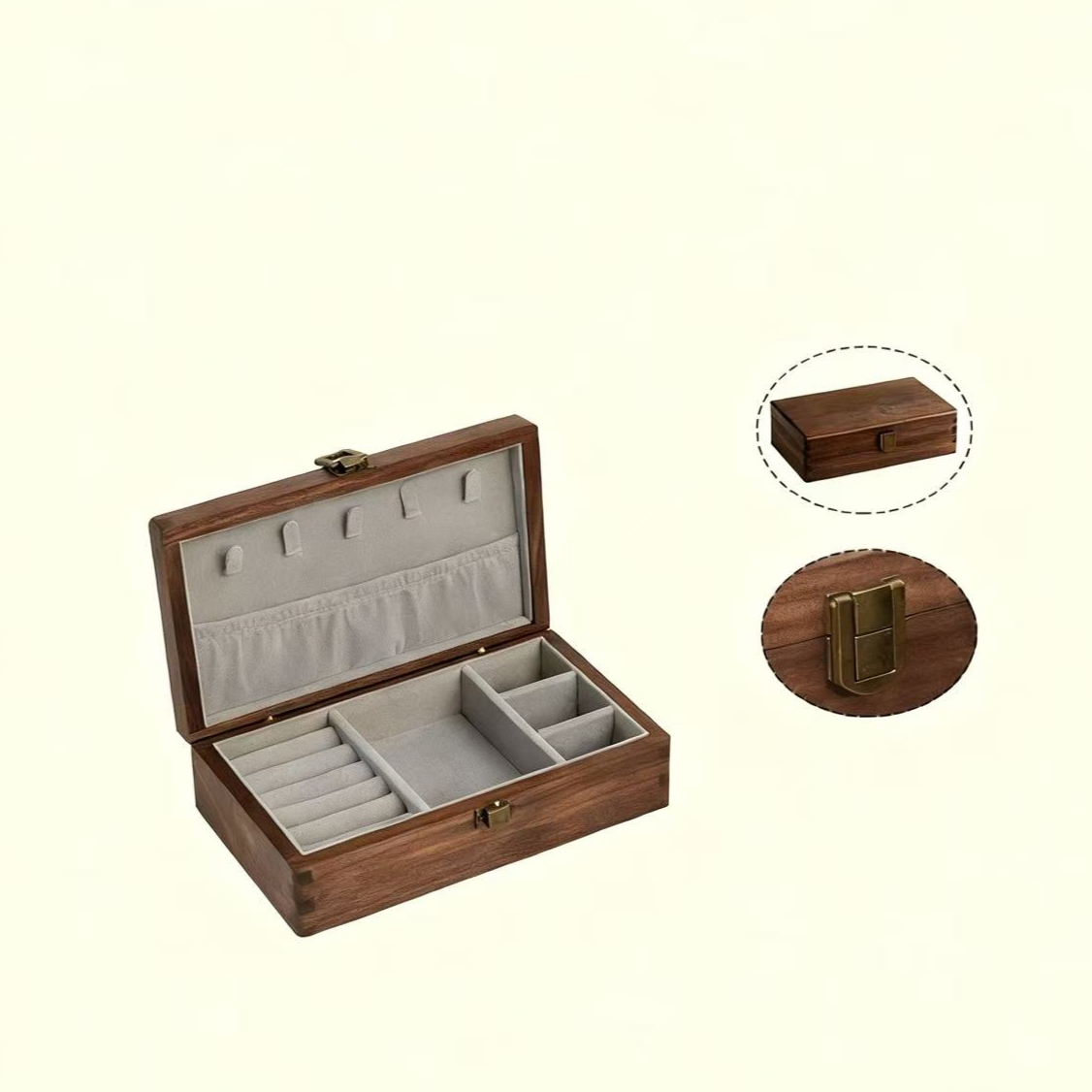 Emerald Minimalist Walnut Jewelry Box