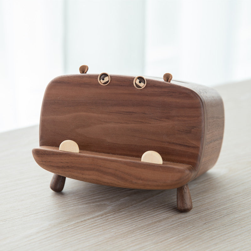 Hippo Walnut Tissue Box