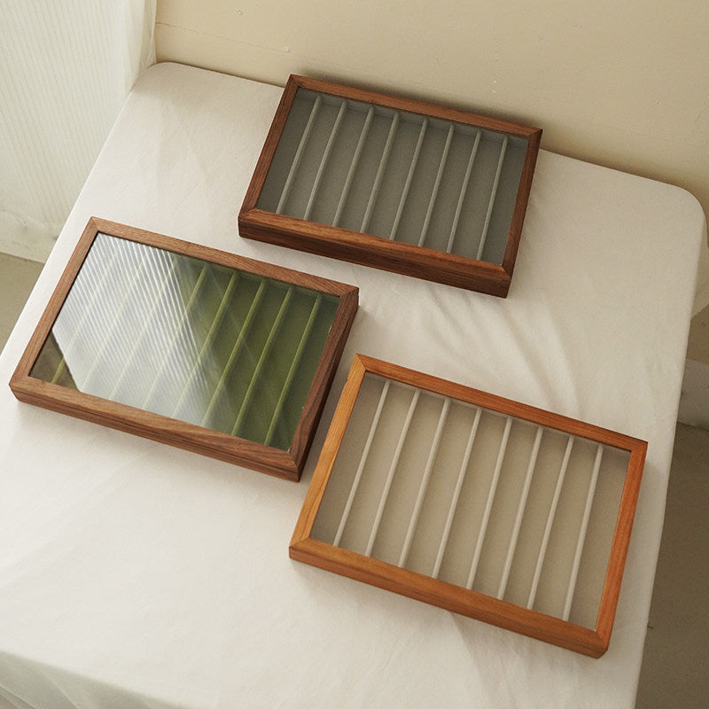 Fendry Solid Wood Necklace Jewelry Box With Glass Lid