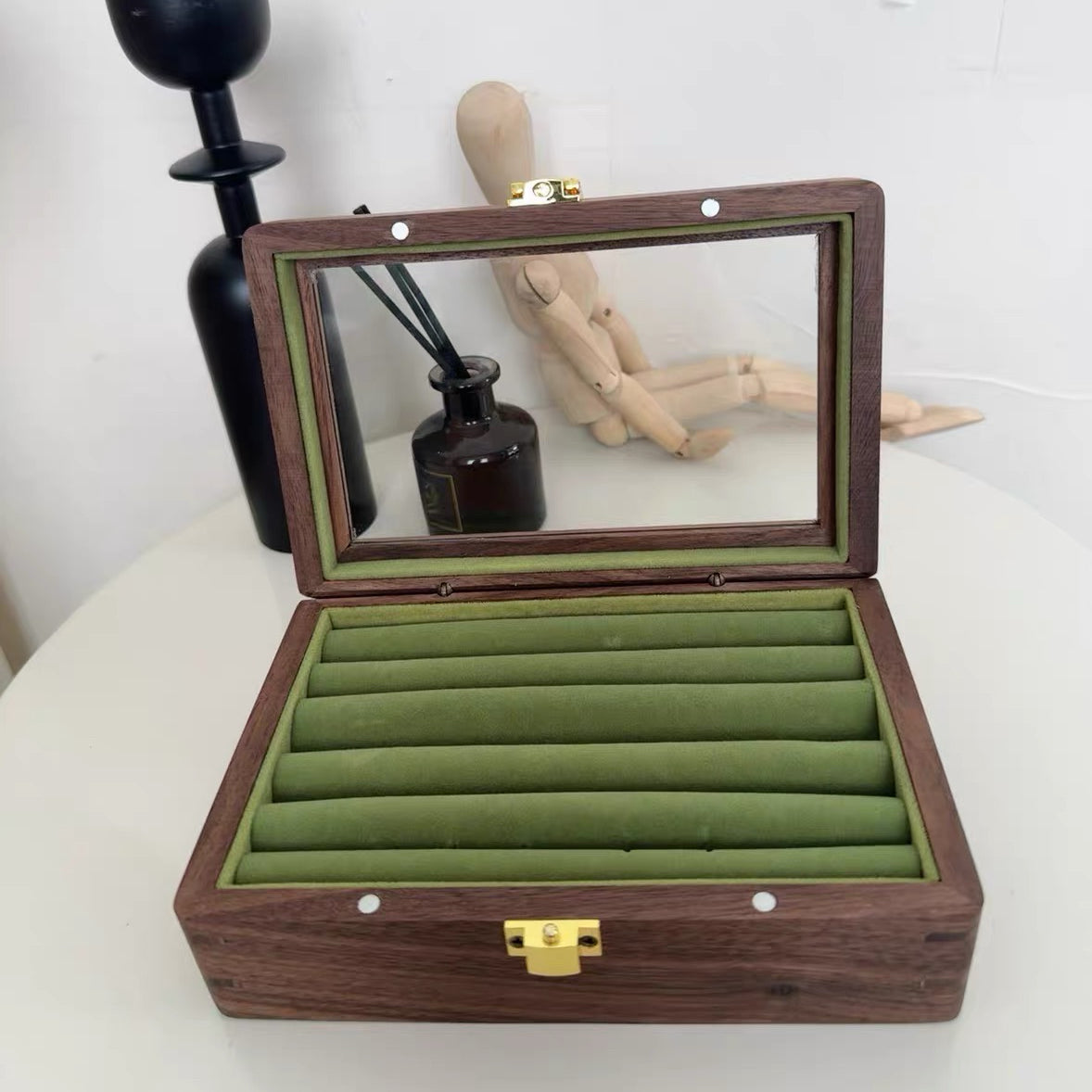 Nora Walnut Jewelry Box For Rings & Earrings