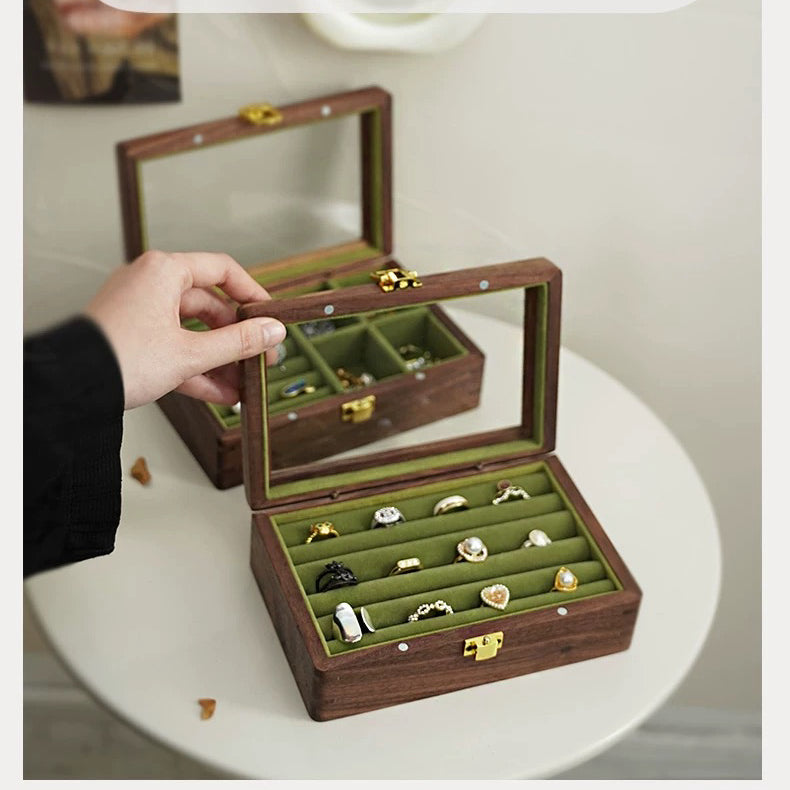 Nora Walnut Jewelry Box For Rings & Earrings