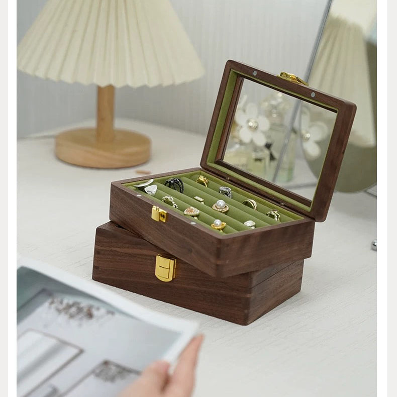 Nora Walnut Jewelry Box For Rings & Earrings