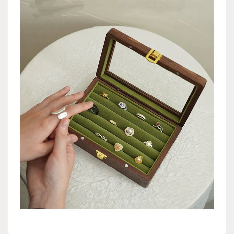 Nora Walnut Jewelry Box For Rings & Earrings