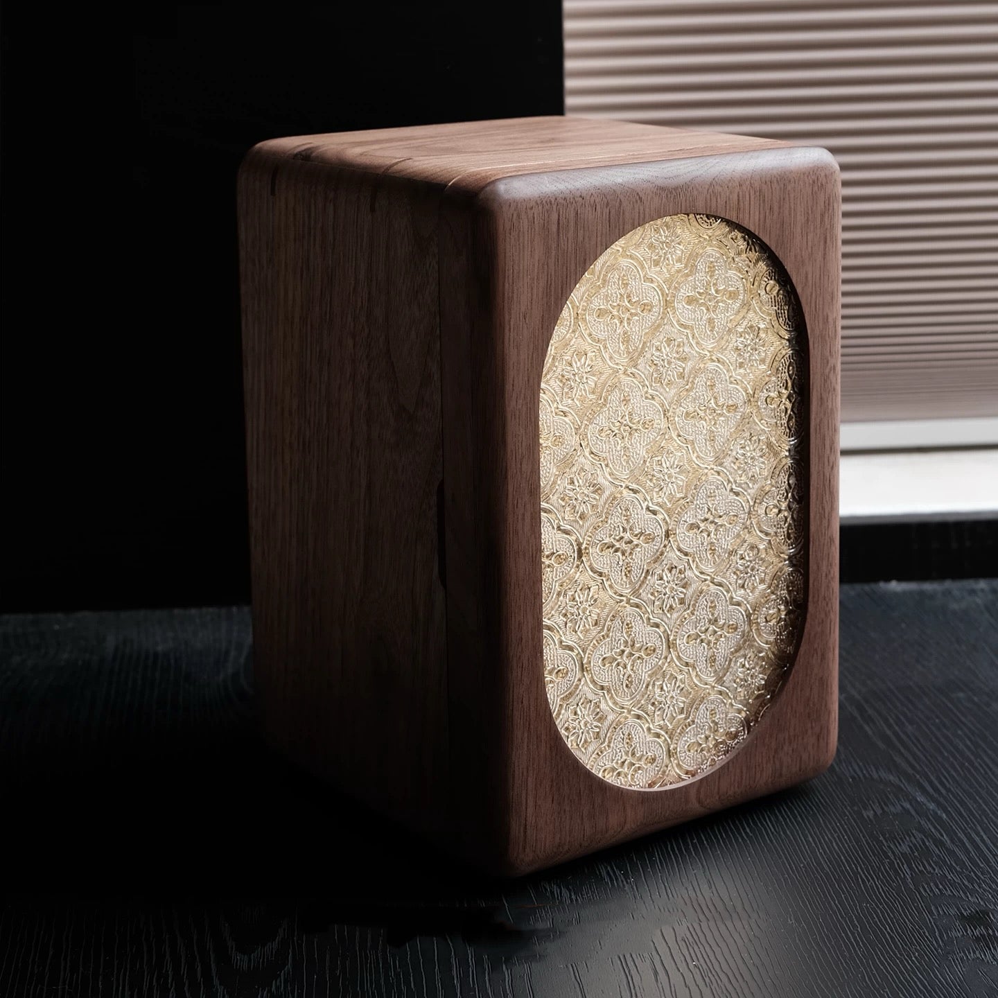 Artora Black Walnut Jewelry Box with Decorative Front Panel