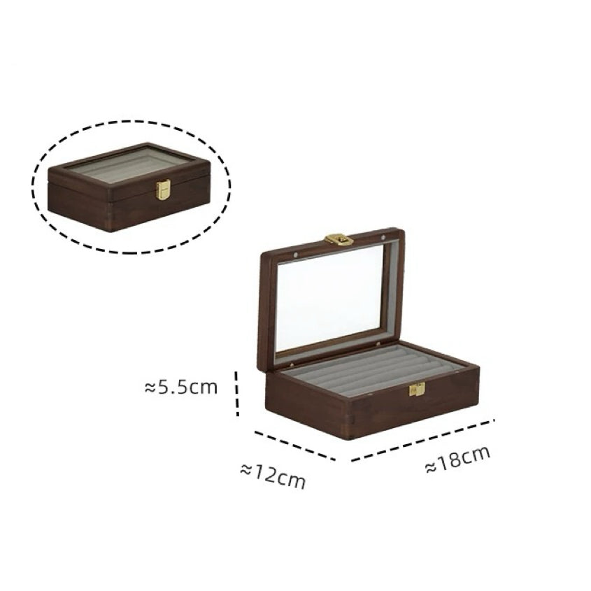 Nora Walnut Jewelry Box For Rings & Earrings