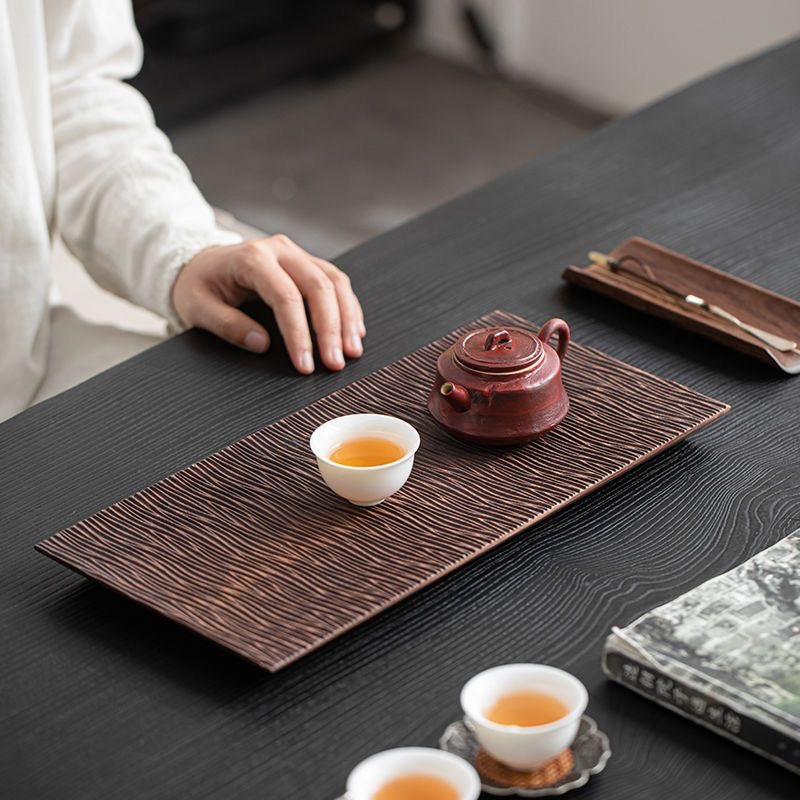 Rishi Textured Walnut Tea Tray