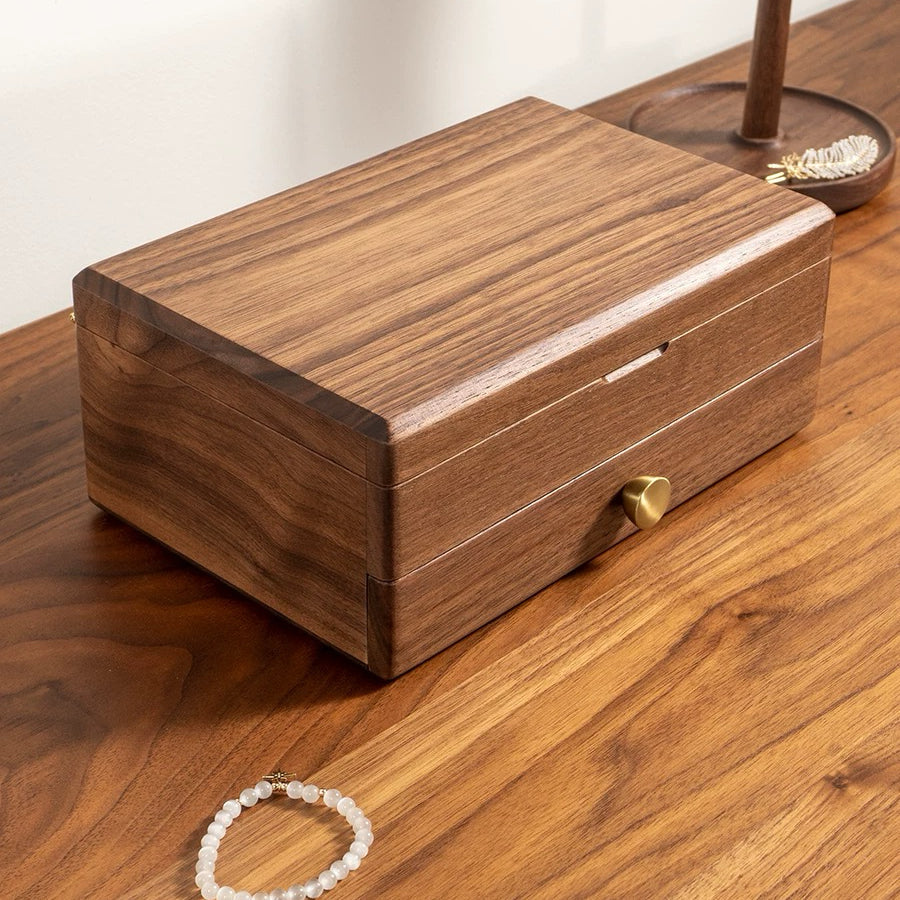 Serenna Solid Wood Two-Tier Jewelry Box