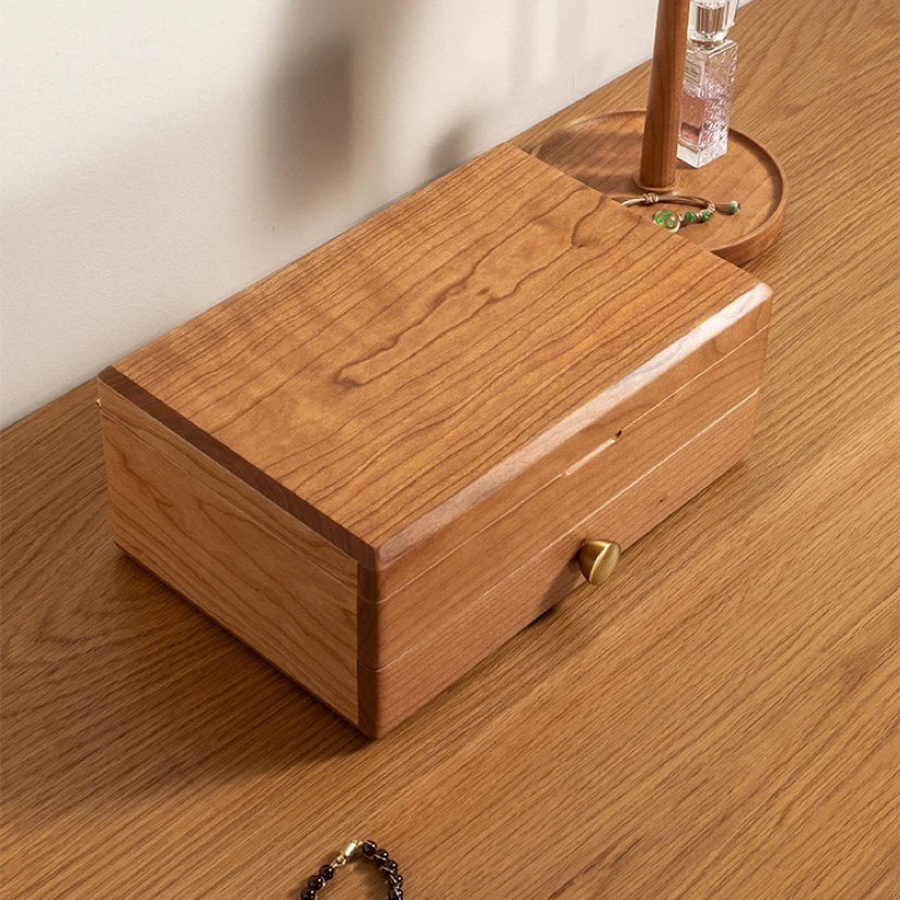 Serenna Solid Wood Two-Tier Jewelry Box