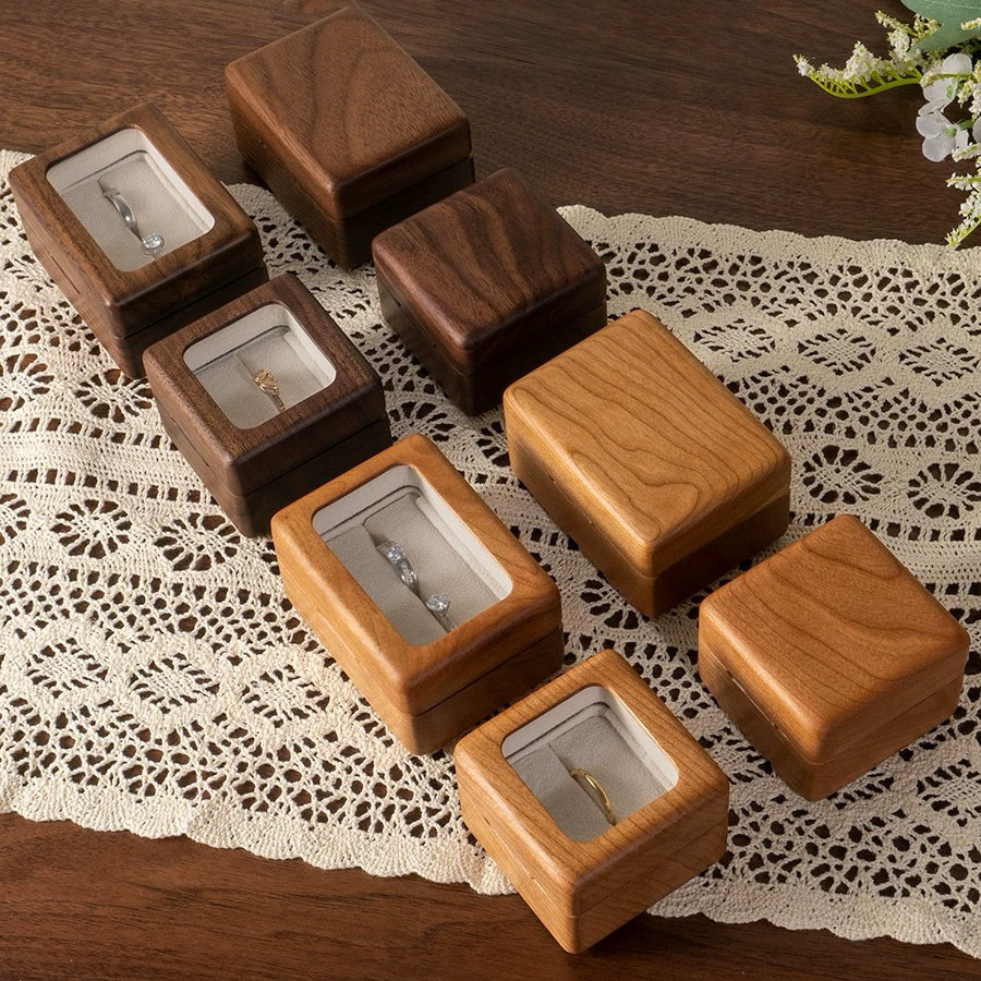 Lumina Natural Solid Wood Ring Box