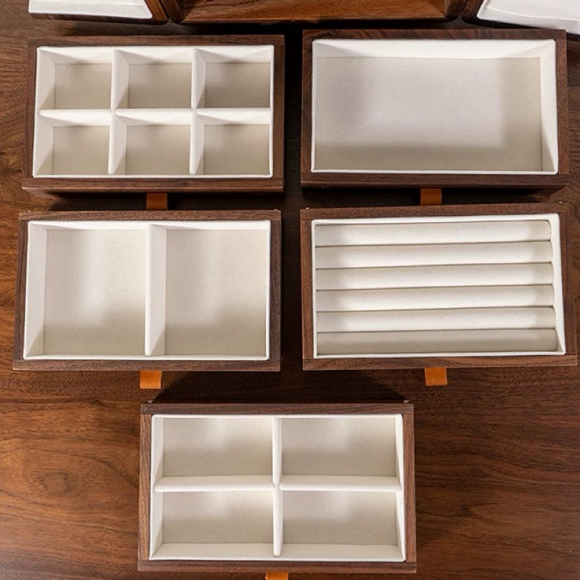 Solaris Walnut Jewelry Organizer with 5 Drawers