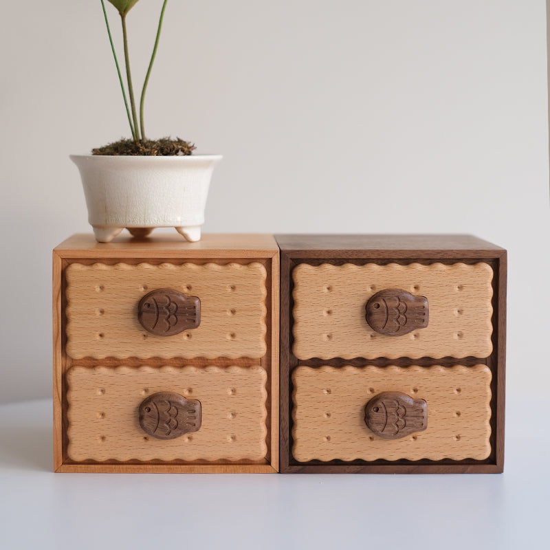 Cookie Wooden Double-Layer Jewelry & Trinket Box