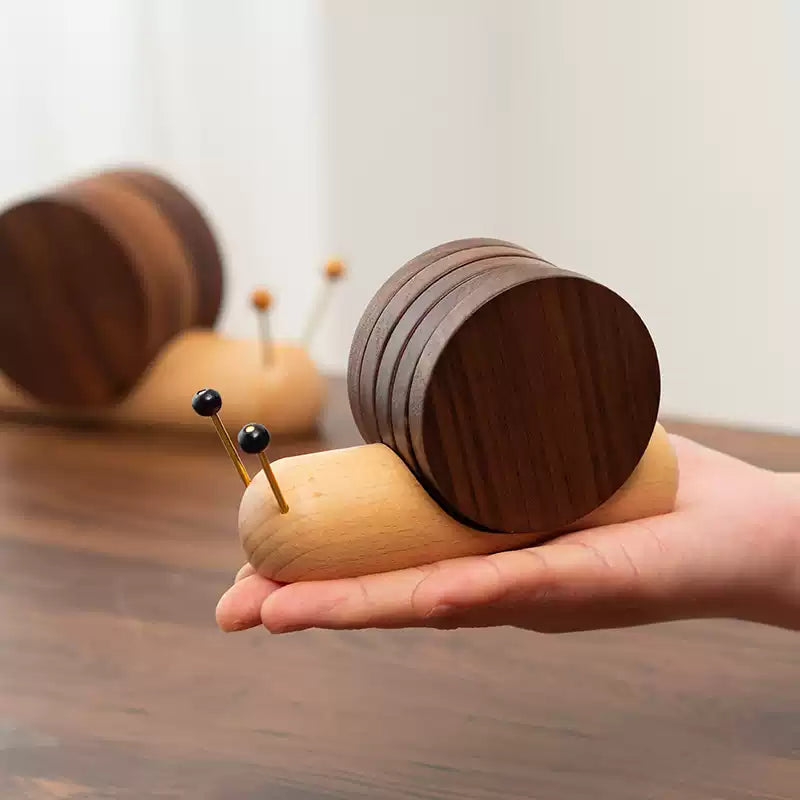 Snail Solid Wood Coasters
