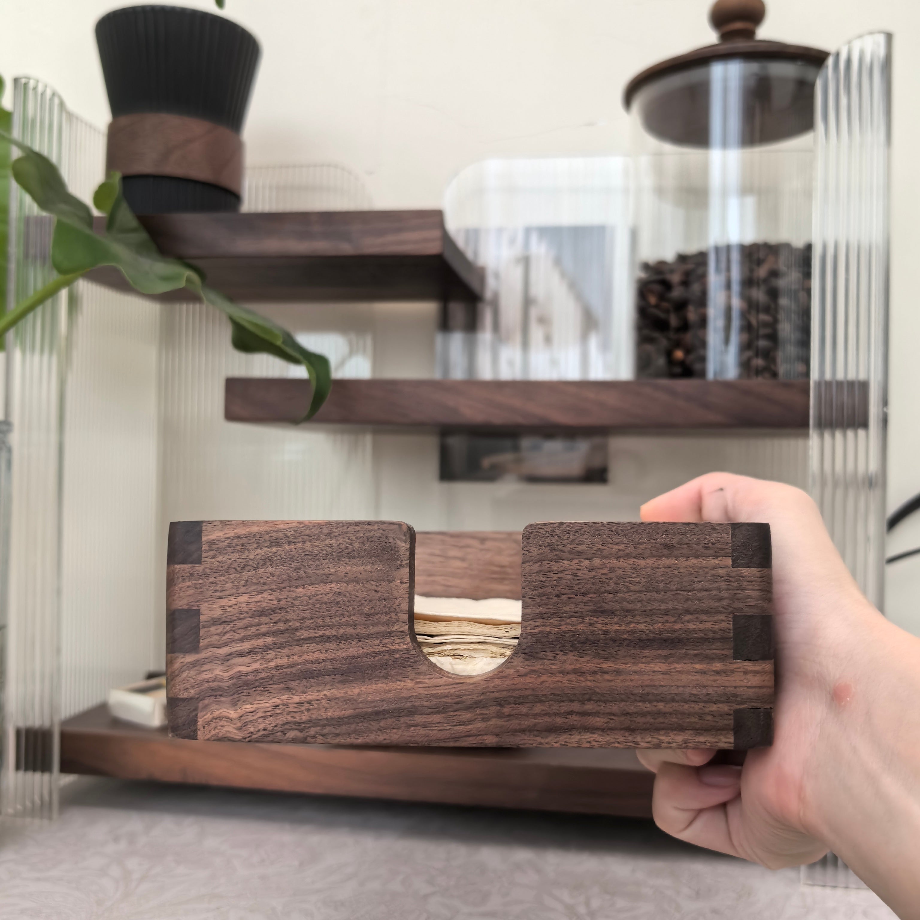 Cube Black Walnut Tissue Box