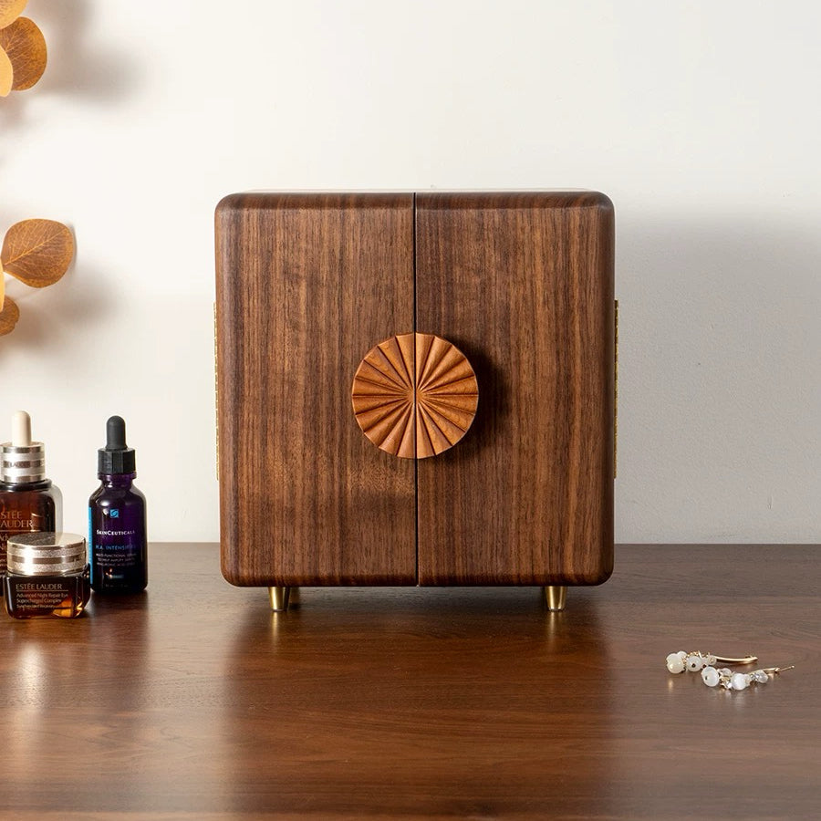 Solaris Walnut Jewelry Organizer with 5 Drawers