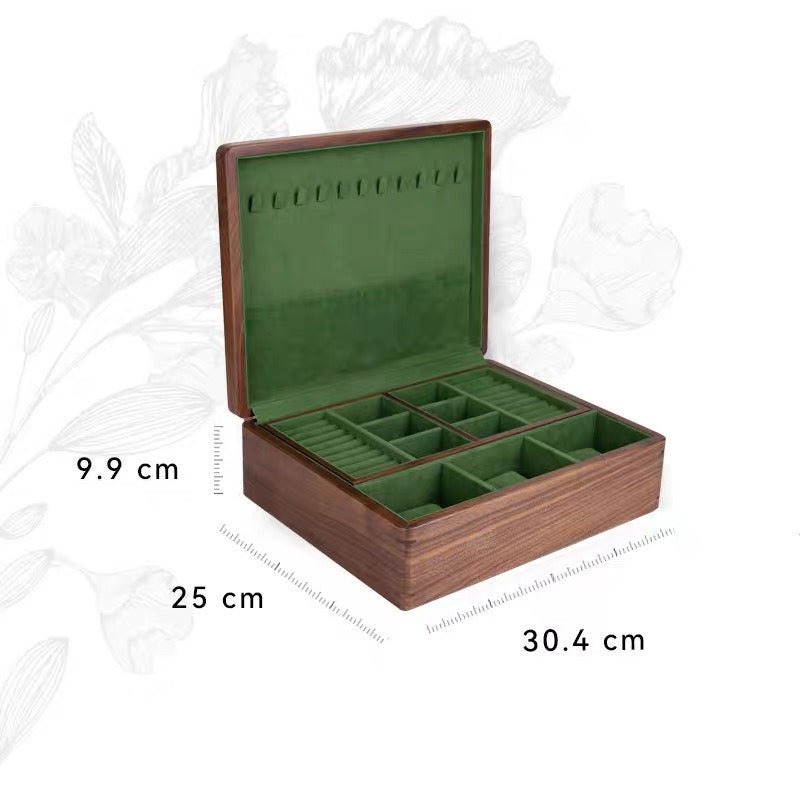 Verdura Solid Walnut Double-Layer Jewelry Box