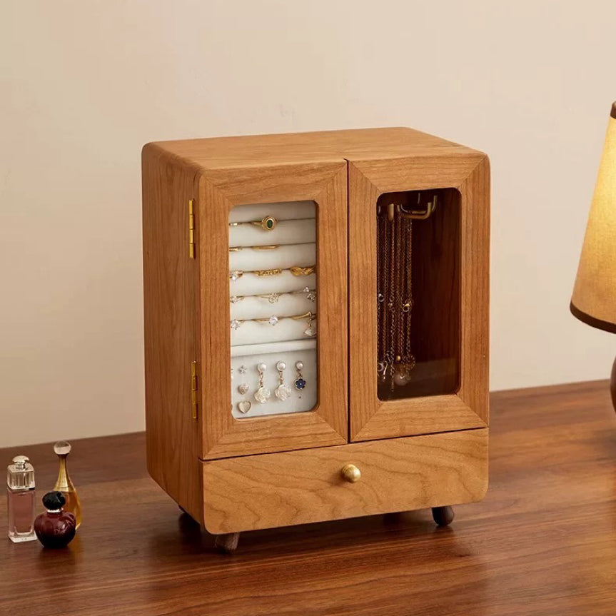 Floren Solid Wood Mini Cabinet Jewelry Box