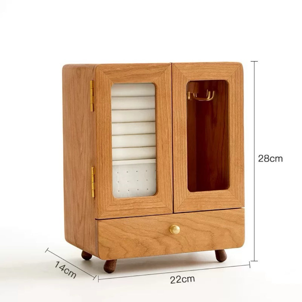 Floren Solid Wood Mini Cabinet Jewelry Box