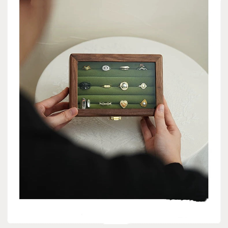 Nora Walnut Jewelry Box For Rings & Earrings