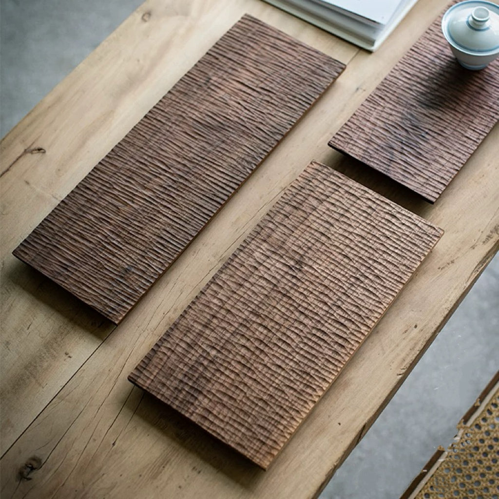 TLine Handcrafted Textured Walnut Tea Tray