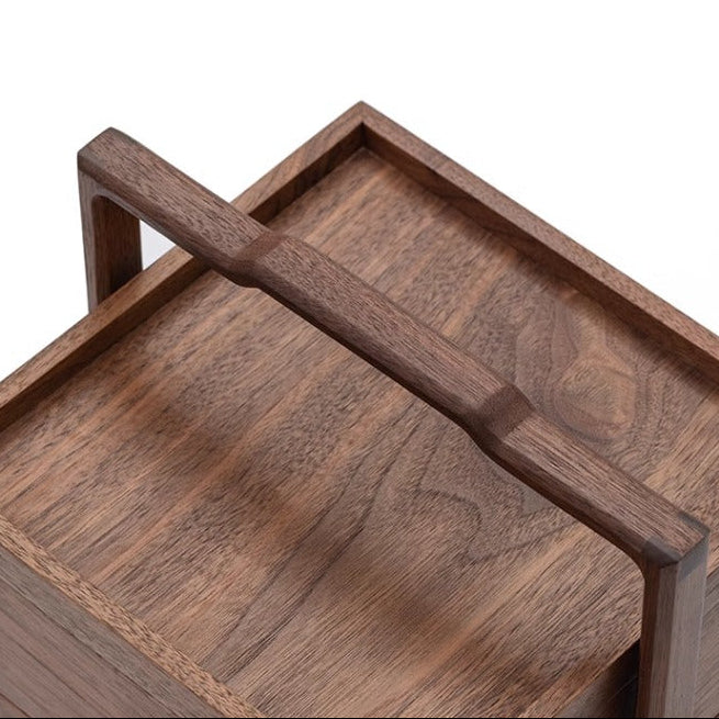 Modu Black Walnut Multi-layer Tea Set Storage Box with Handle