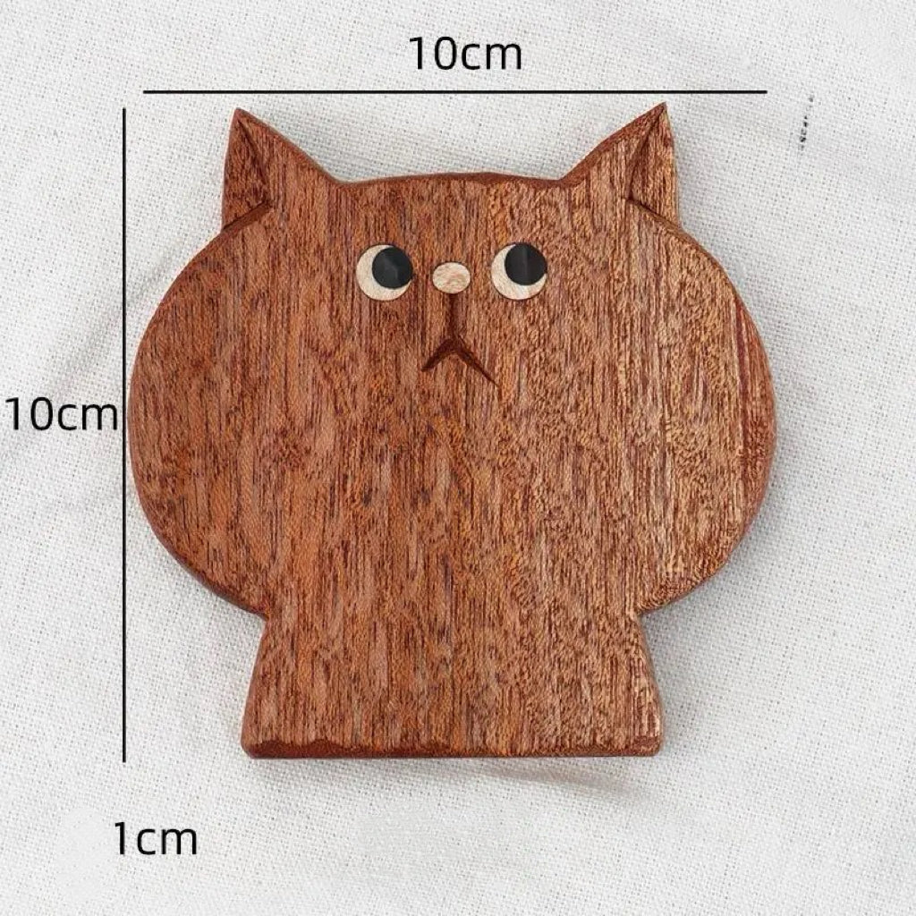Little Bear/Cat Handcrafted Walnut Coasters