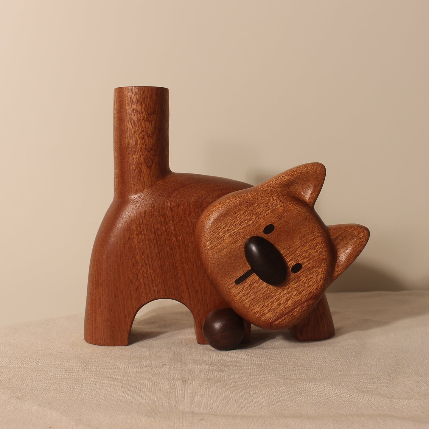 Doggie Natural Wooden Flower Vase