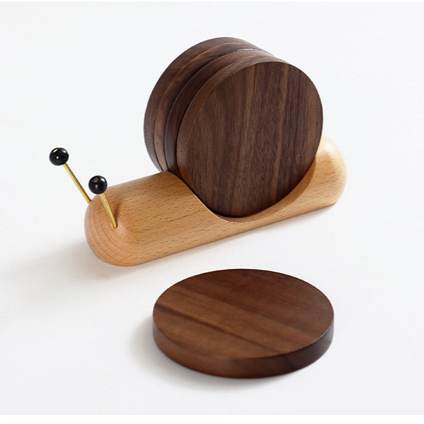 Snail Solid Wood Coasters