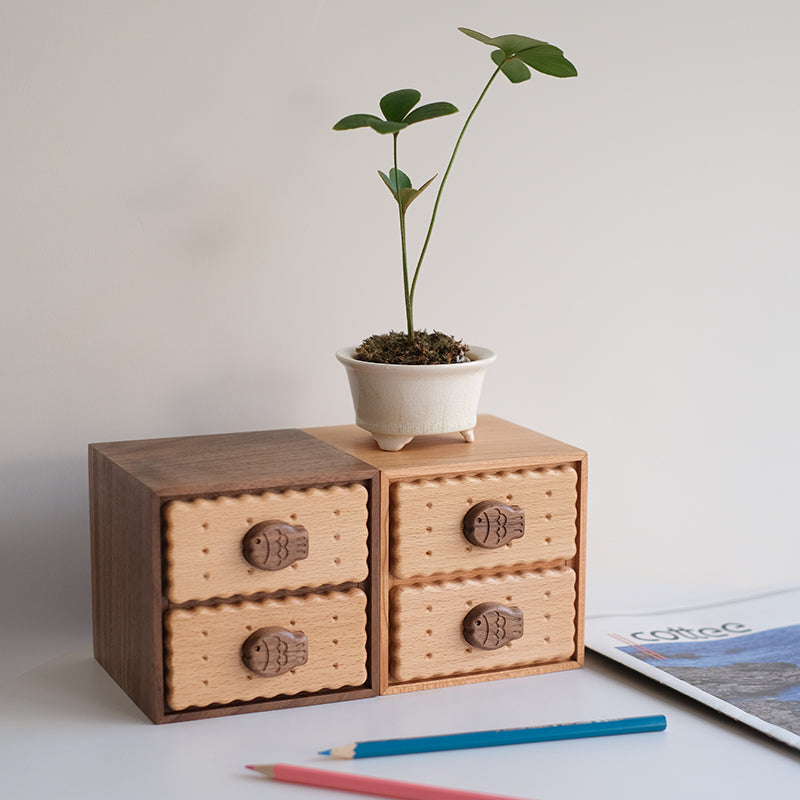 Cookie Wooden Double-Layer Jewelry & Trinket Box