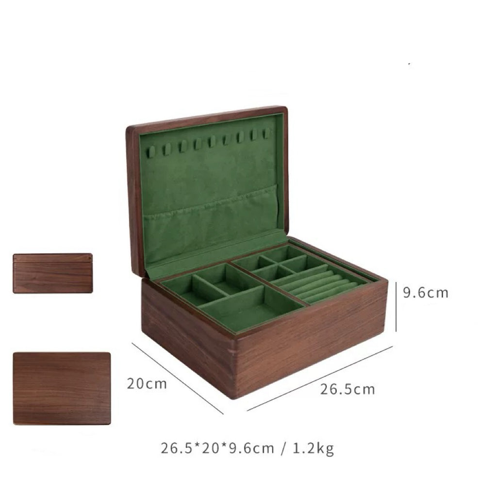 Verdura Solid Walnut Double-Layer Jewelry Box