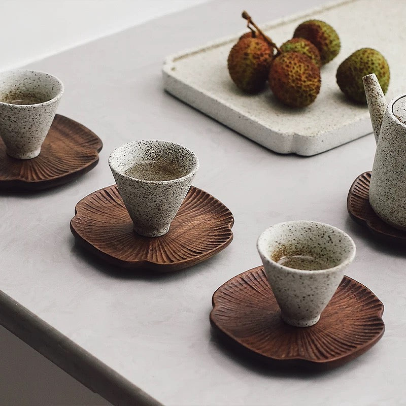 Lucky Clover Walnut Coaster Set (4 pcs)