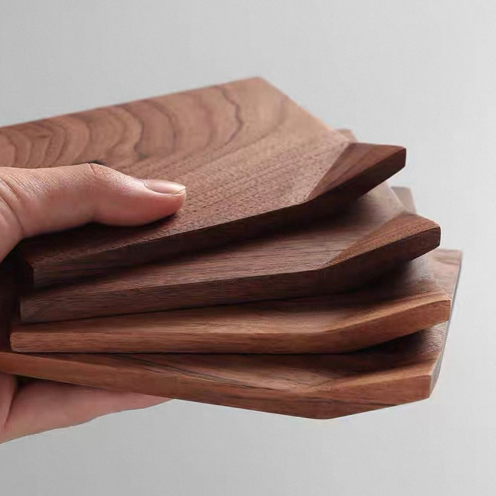Folded Corner Walnut Coaster Set (4 pcs)