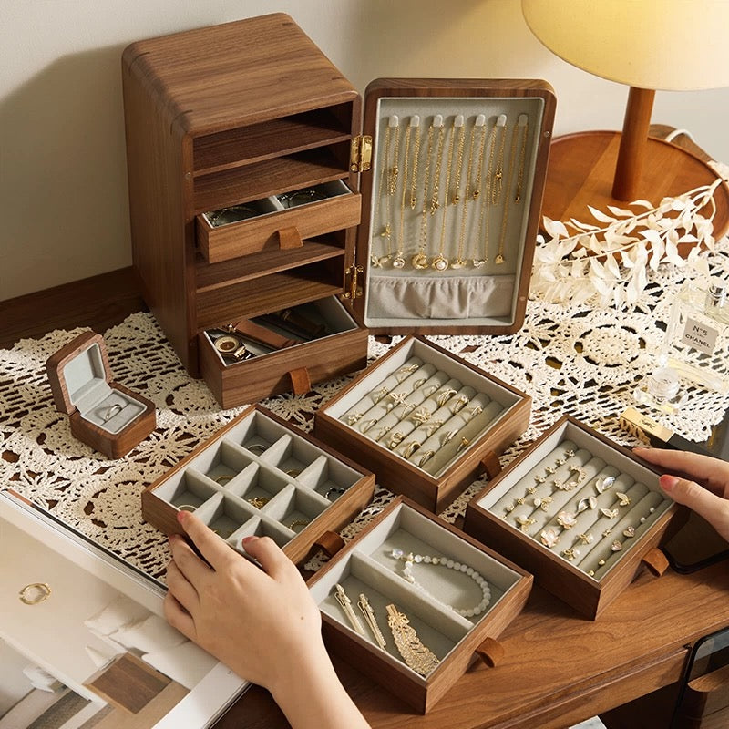 Prestige Walnut Jewelry Organizer Chest