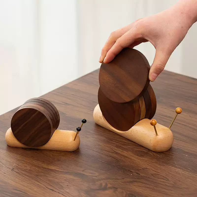 Snail Solid Wood Coasters