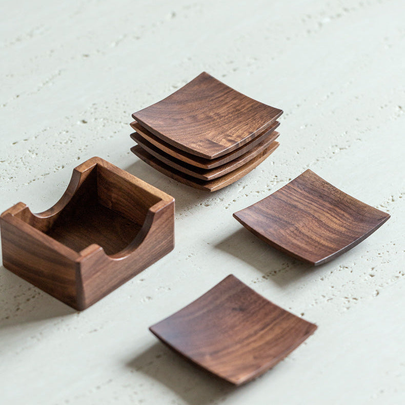 Rishi Walnut Square Coaster Set (6 pcs)