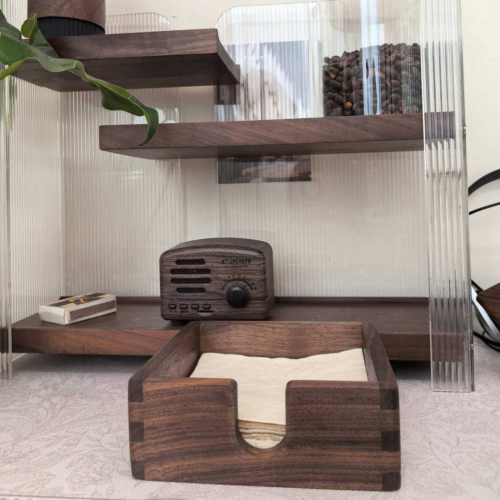 Cube Black Walnut Tissue Box