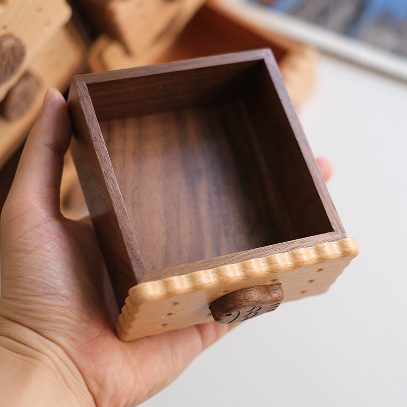 Cookie Wooden Double-Layer Jewelry & Trinket Box