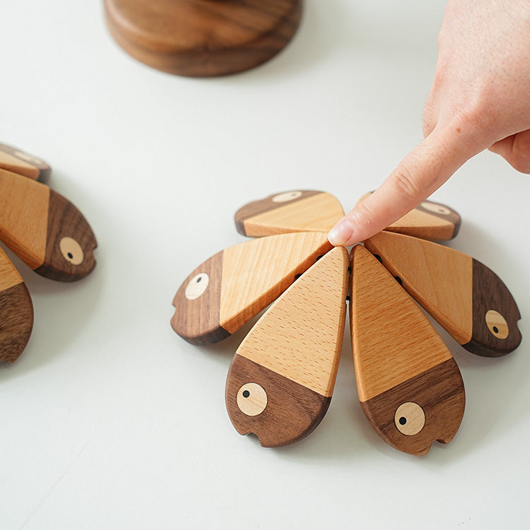 Fishtree Solid Wood Heat-Resistant Coaster & Trivet