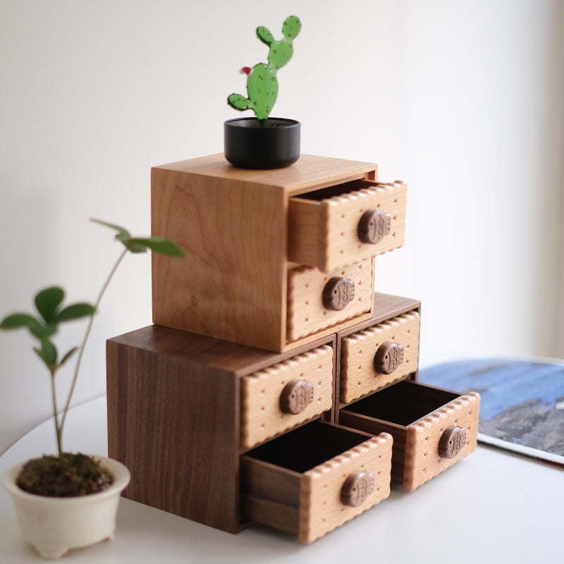 Cookie Wooden Double-Layer Jewelry & Trinket Box