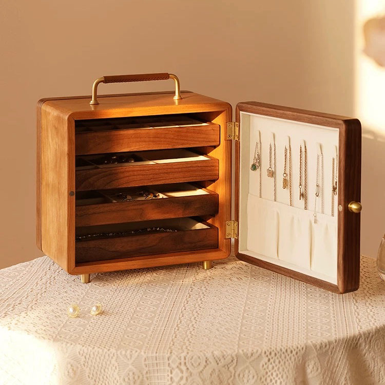 Amélie Solid Wood Jewelry Organizer with Handle