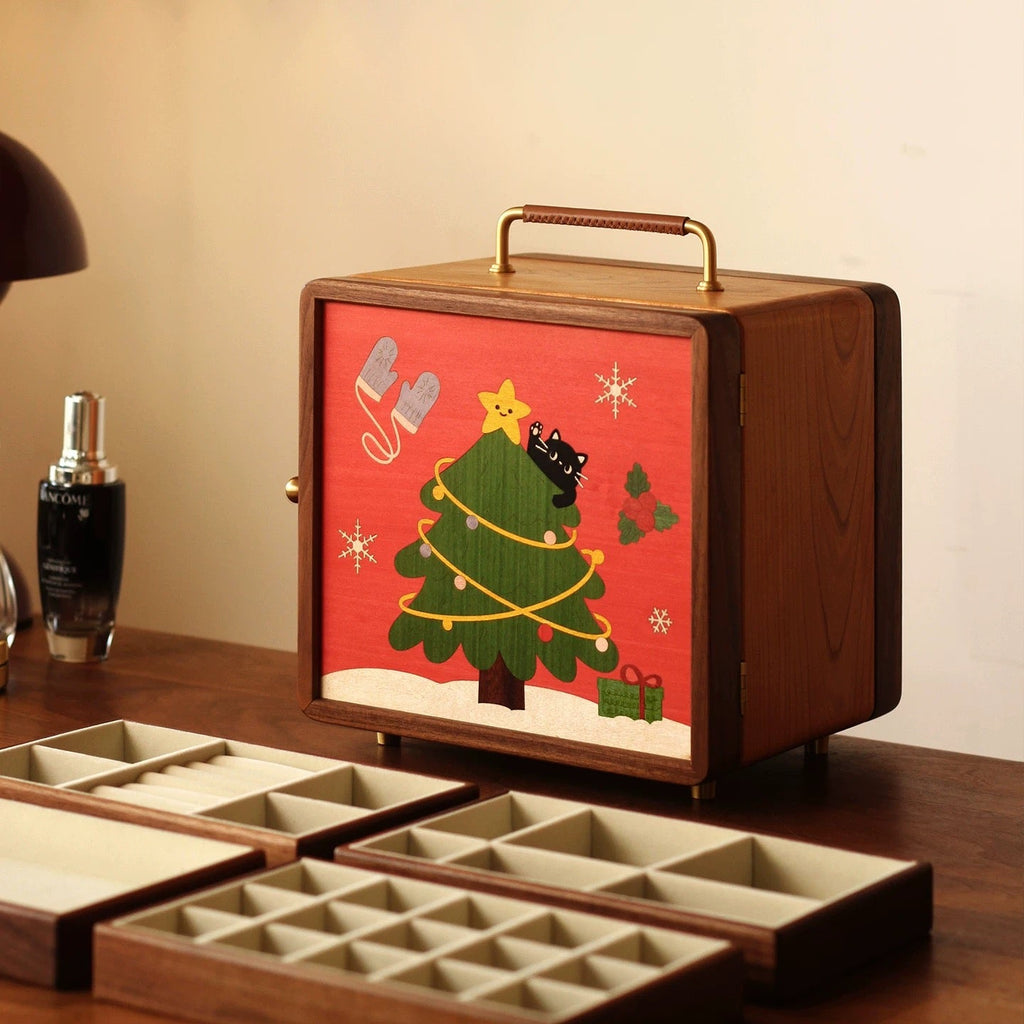 Amélie Solid Wood Jewelry Organizer with Handle