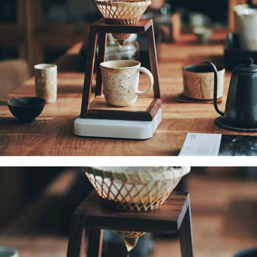 SlowPour Minimalist Walnut Pour-Over Coffee  Dripper Stand