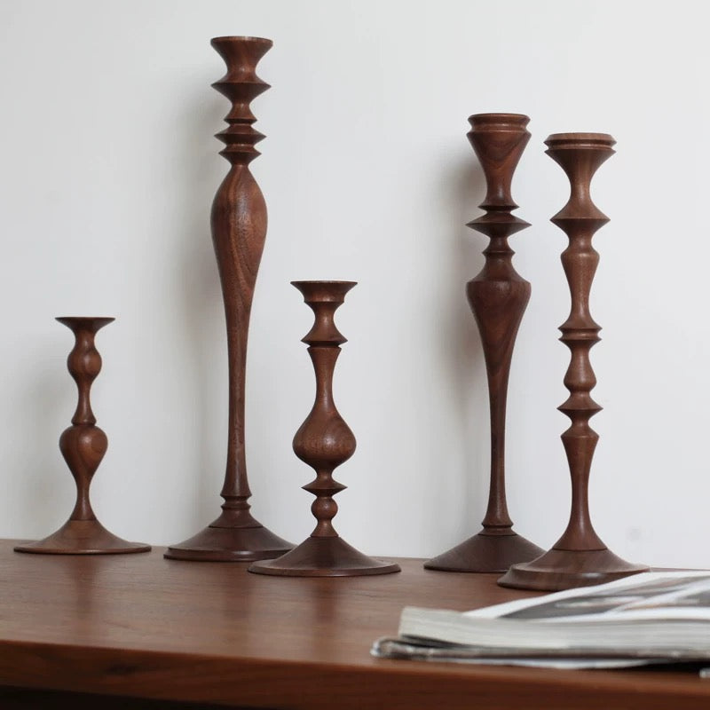 Lucien Solid Walnut Candle Holder