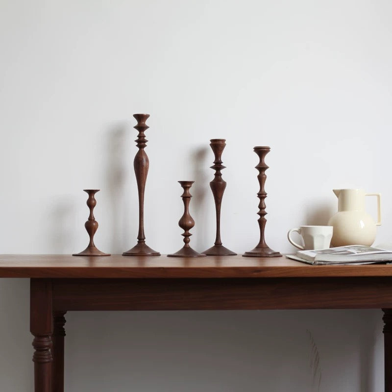 Lucien Solid Walnut Candle Holder