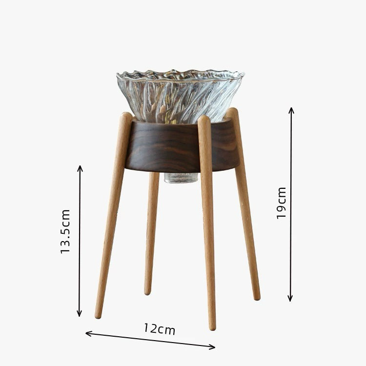 Mossi Walnut Wood Pour-Over Coffee Stand With a V60 Glass Dripper