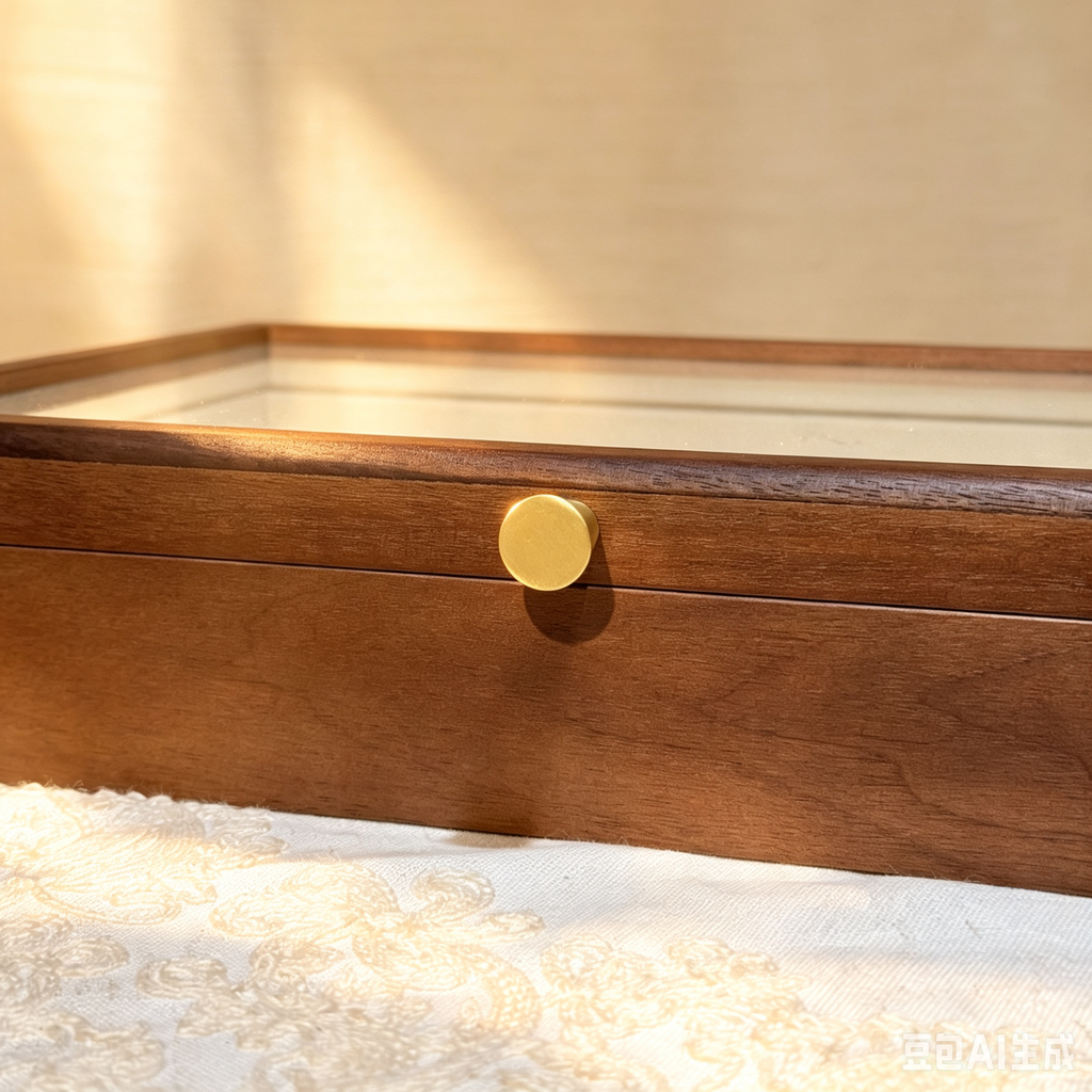 Fendry Solid Wood Necklace Jewelry Box With Glass Lid
