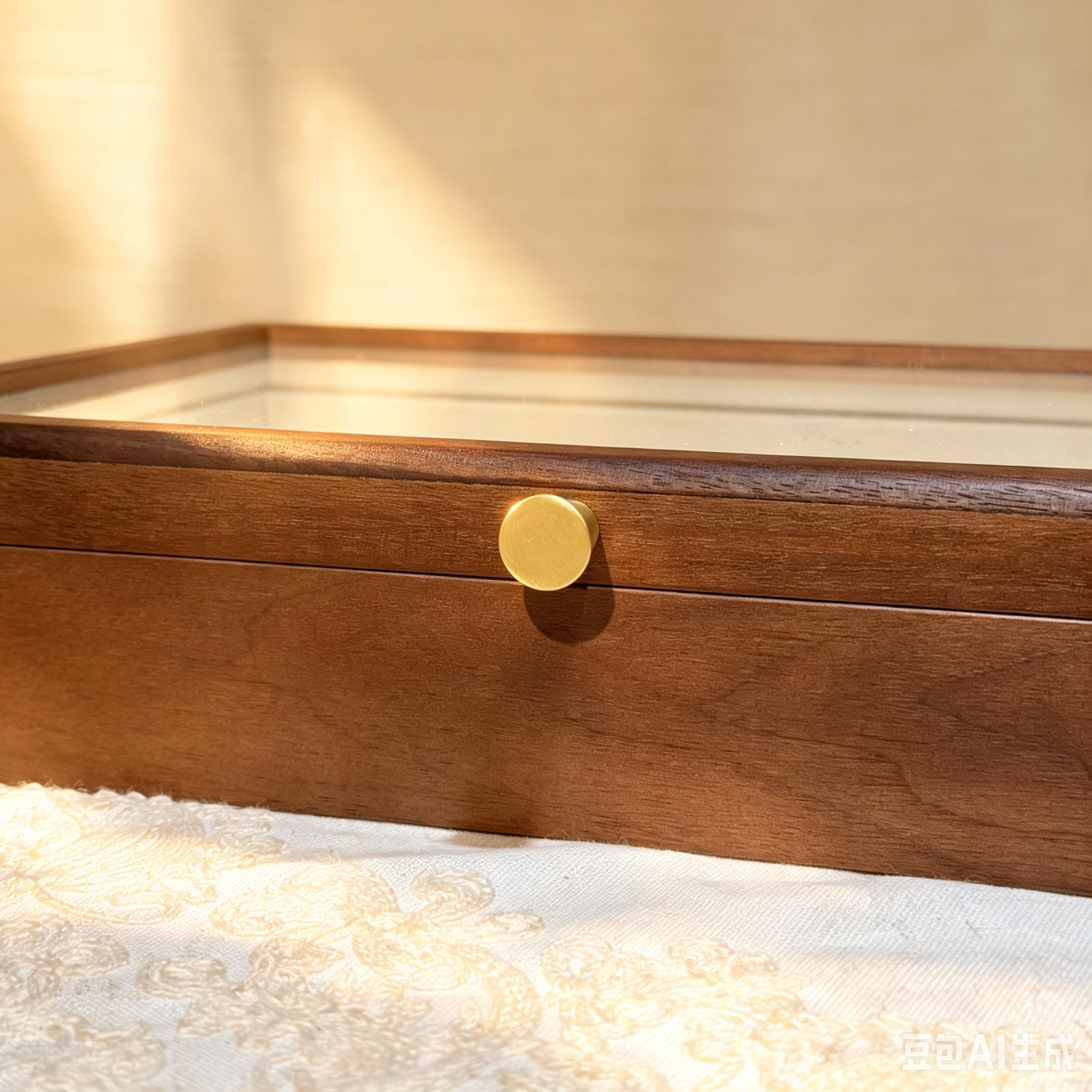 Fendry Solid Wood Necklace Jewelry Box With Glass Lid