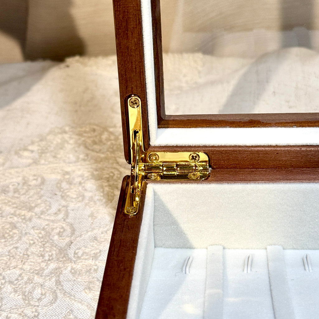 Fendry Solid Wood Necklace Jewelry Box With Glass Lid