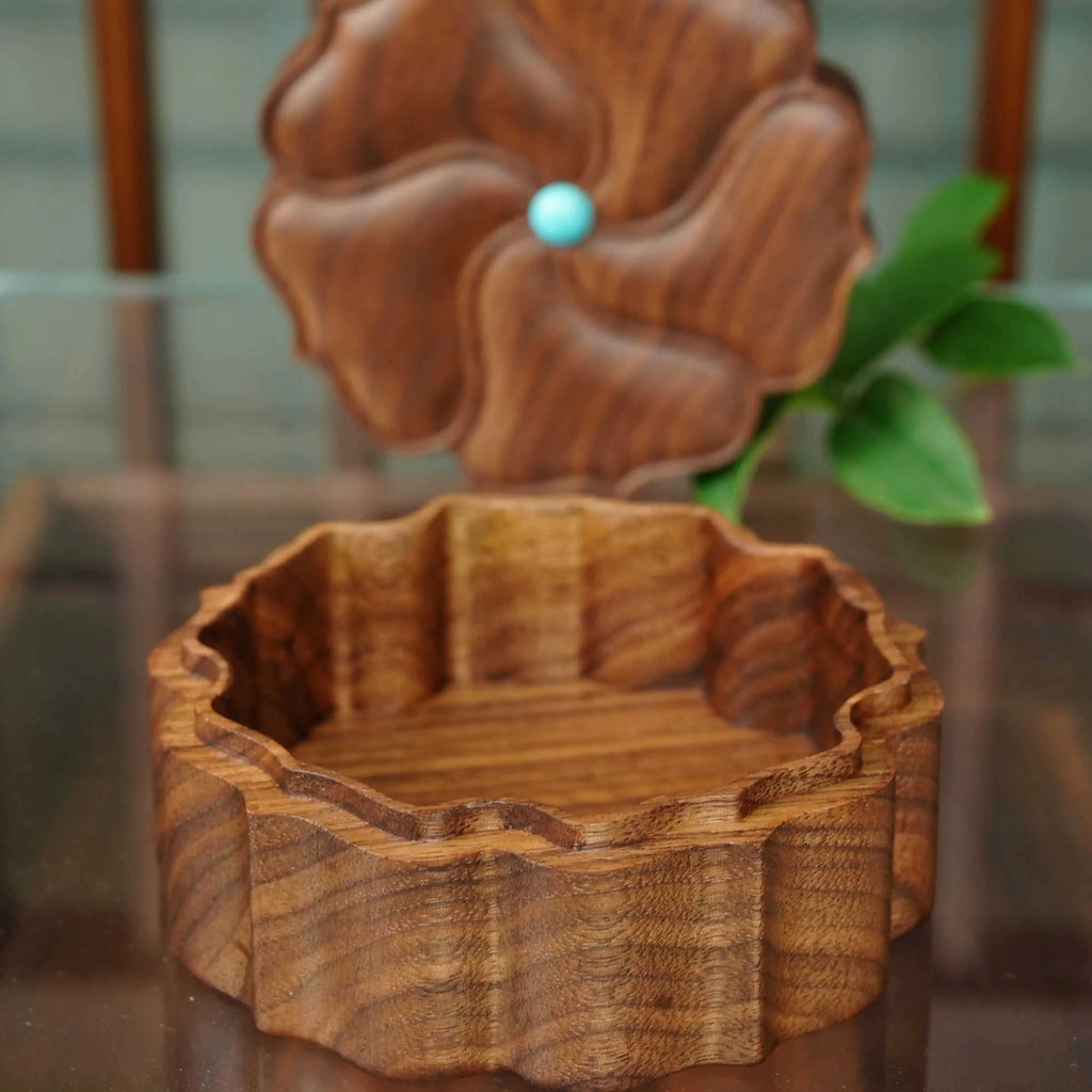 Blossom Retro Style Walnut Jewelry Box