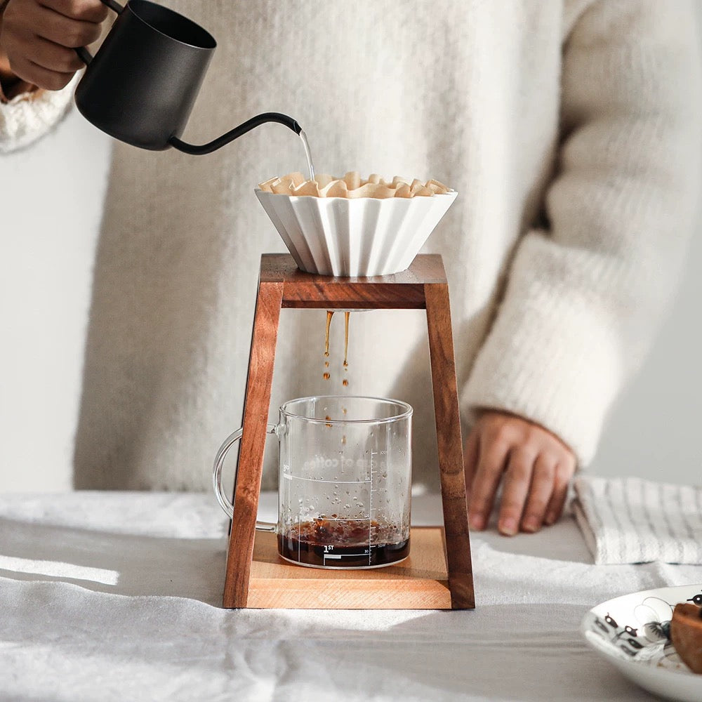 SlowPour Minimalist Walnut Pour-Over Coffee  Dripper Stand