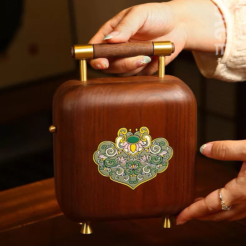 Celestia Portable Solid Walnut Jewelry Box